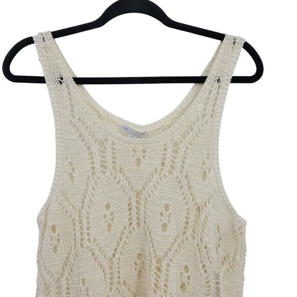 Gap Open Knit Tunic Tank Coverup Top XL Vanilla See Through Non Itch Beach Boho - Picture 7 of 13
